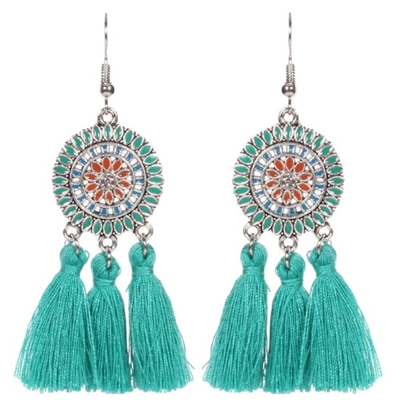 Mosaic Tassel Earrings - Picture 4 of 5